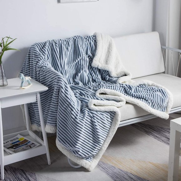 Oversized Luxury Sherpa Blanket Blue Extra Large main image 1